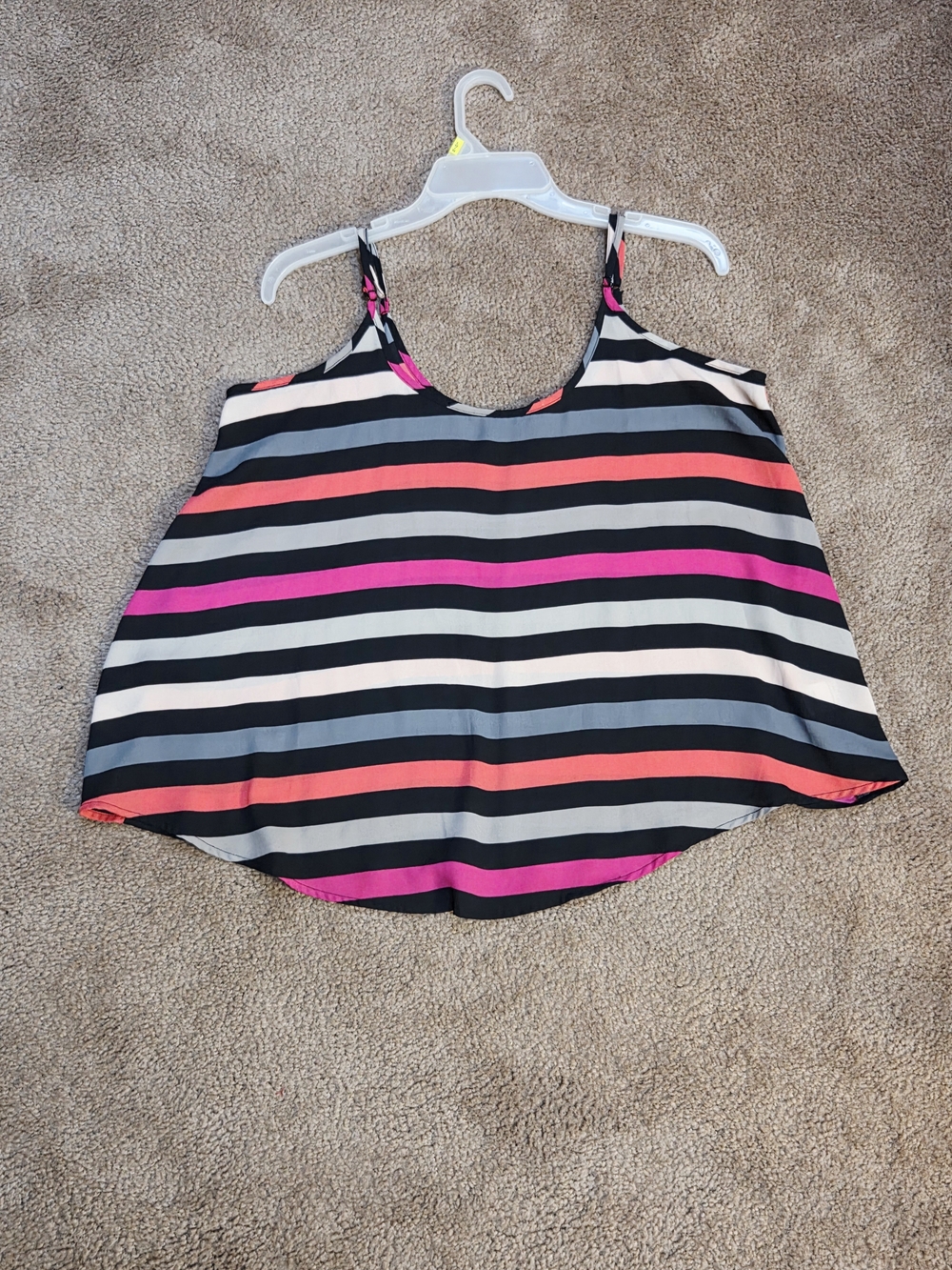 Apt. 9 Striped Sleeveless Camisole in Black, Cream, Coral & Bright Pink